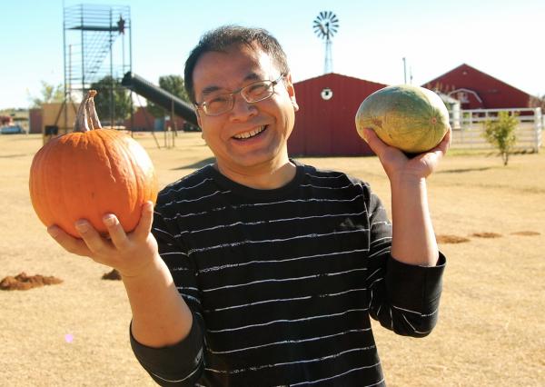 Dr. Liu with Fresh Produce