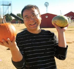 Dr. Liu with Fresh Produce