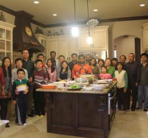 Group photo of people who attended the Thanksgiving dinner